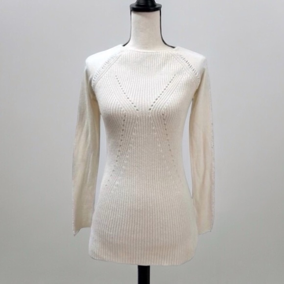 NWT Tess Giberson Ivory Open Stitch Knit Sweater Pullover Top Women’s Small - Picture 1 of 8